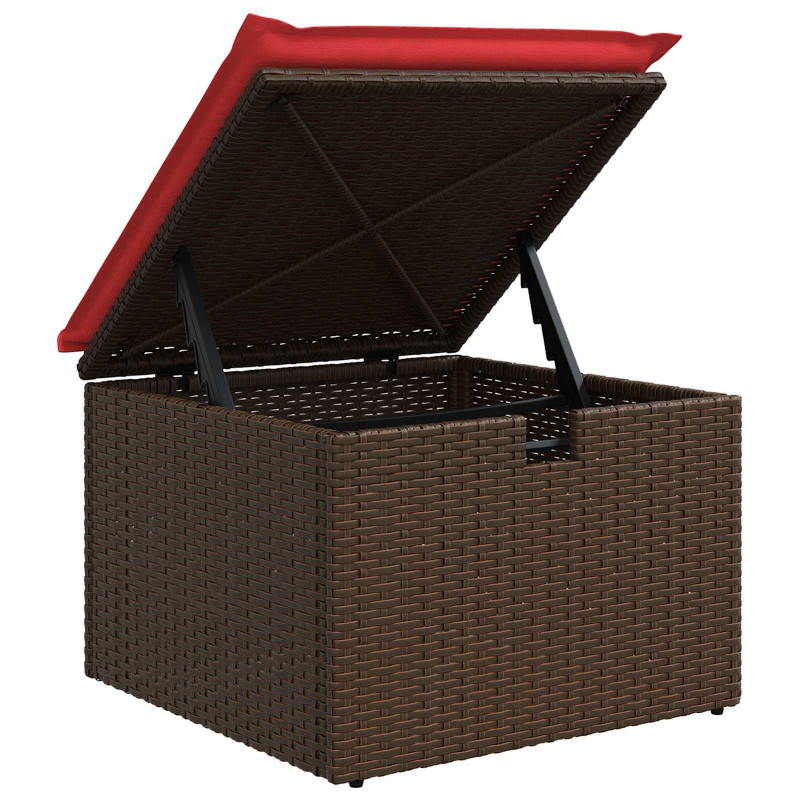 Taboret ogrodowy z poduszką Brązowy 55x55x37 cm Polirattan