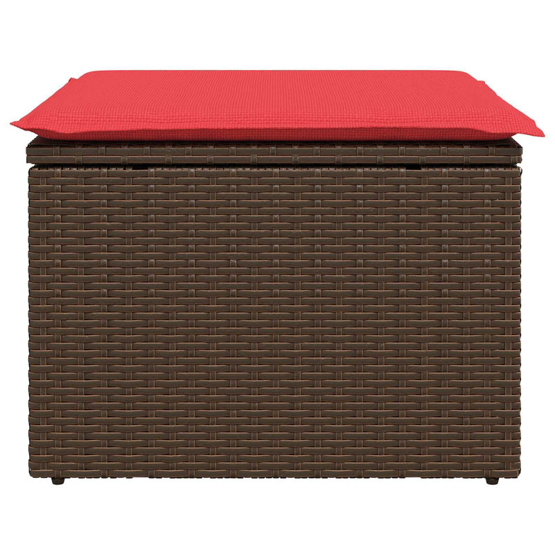 Taboret ogrodowy z poduszką Brązowy 55x55x37 cm Polirattan