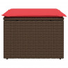Taboret ogrodowy z poduszką Brązowy 55x55x37 cm Polirattan