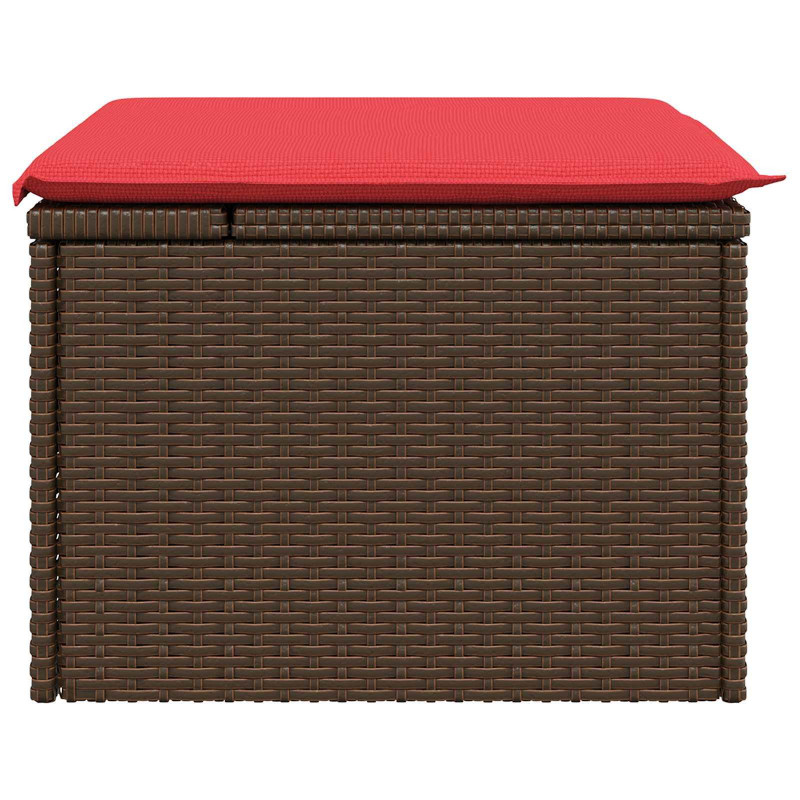 Taboret ogrodowy z poduszką Brązowy 55x55x37 cm Polirattan