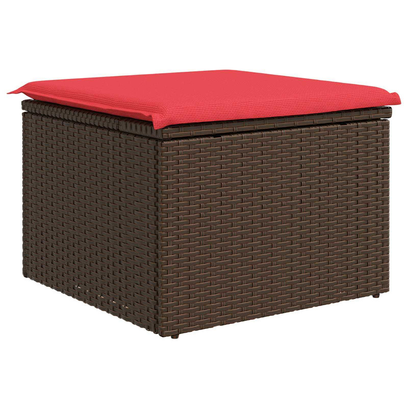 Taboret ogrodowy z poduszką Brązowy 55x55x37 cm Polirattan