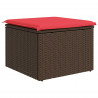 Taboret ogrodowy z poduszką Brązowy 55x55x37 cm Polirattan