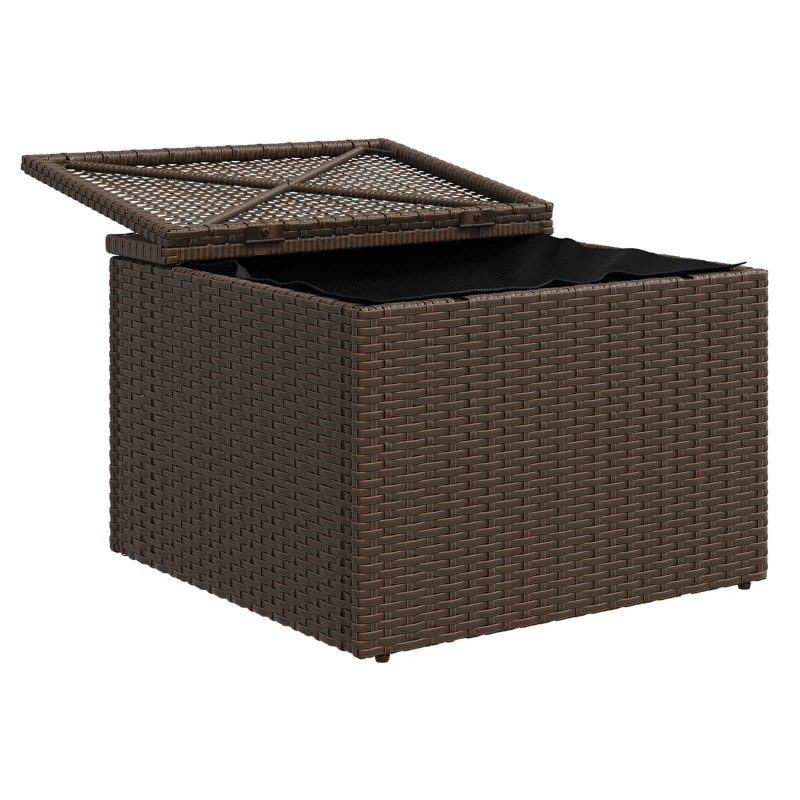Taboret ogrodowy z poduszką Brązowy 55x55x37 cm Polirattan