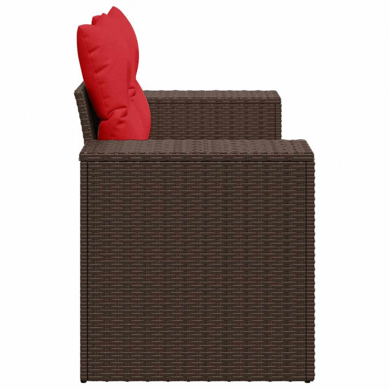 Sofa ogrodowa z poduszkami 2-osobowa brązowa polirattanowa