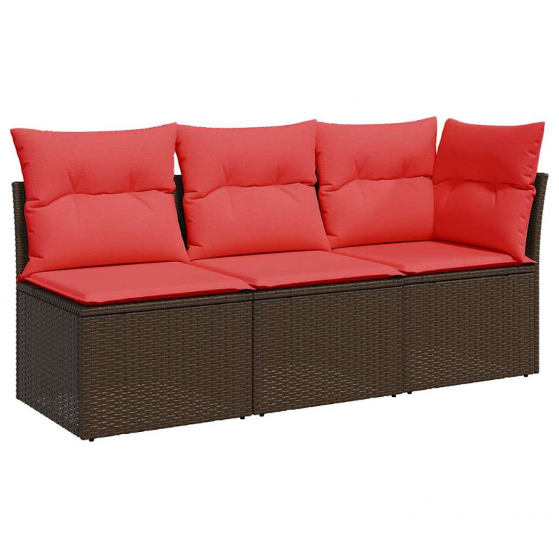 Sofa ogrodowa z poduszkami 3-osobowa Brązowy polirattan
