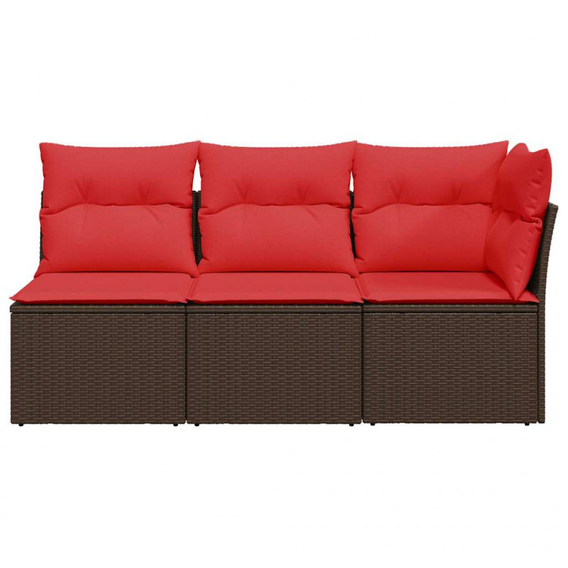 Sofa ogrodowa z poduszkami 3-osobowa Brązowy polirattan