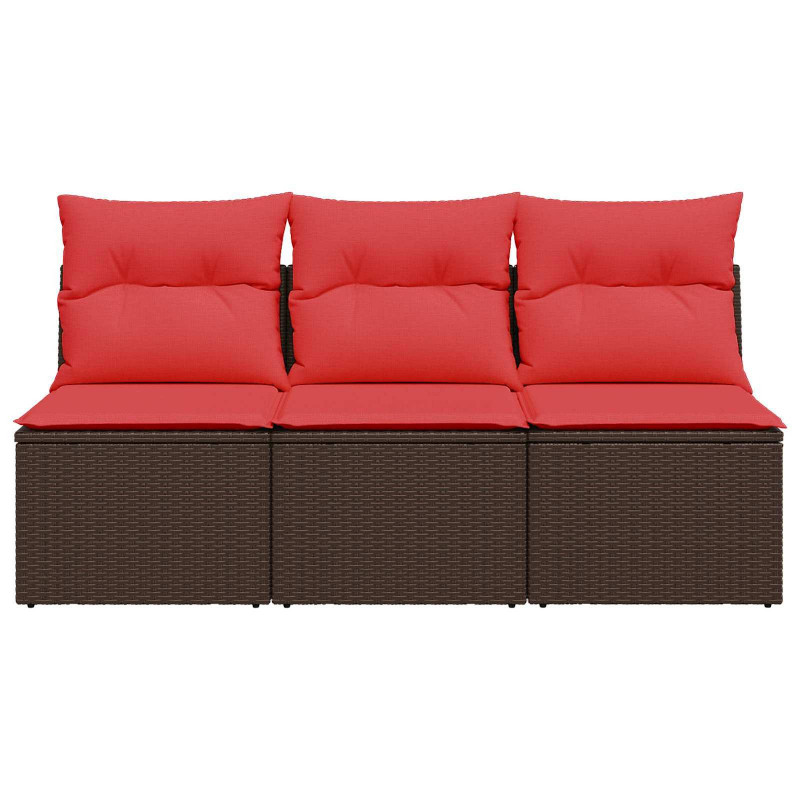 Sofa ogrodowa z poduszkami 3-osobowa Brązowy polirattan