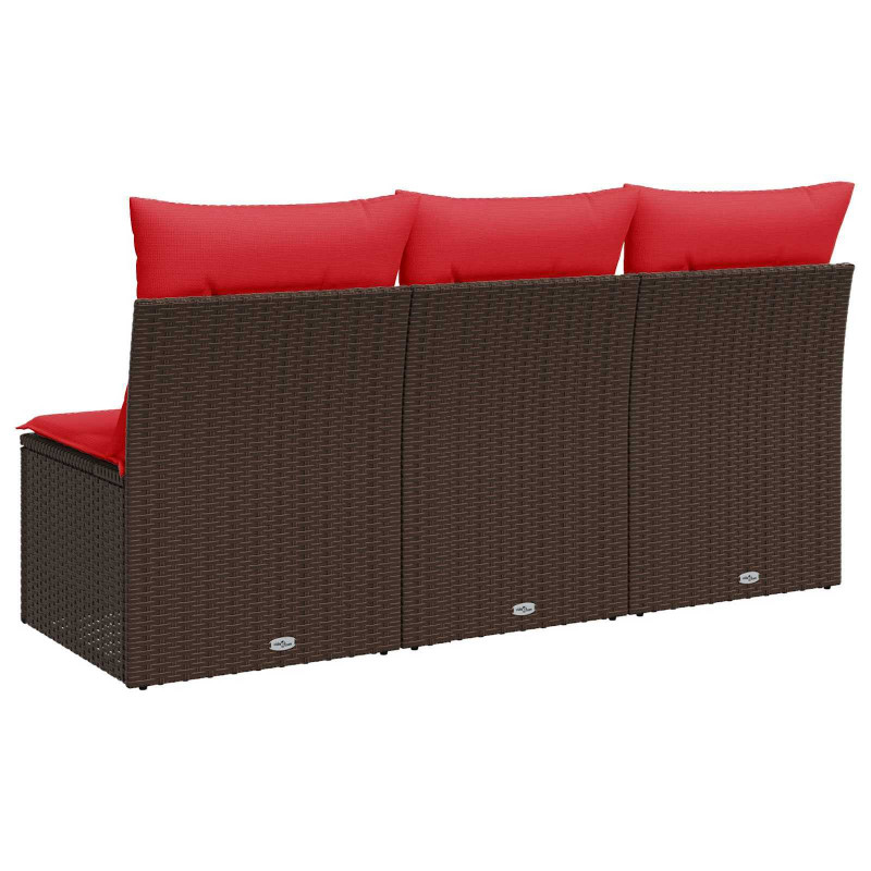 Sofa ogrodowa z poduszkami 3-osobowa Brązowy polirattan