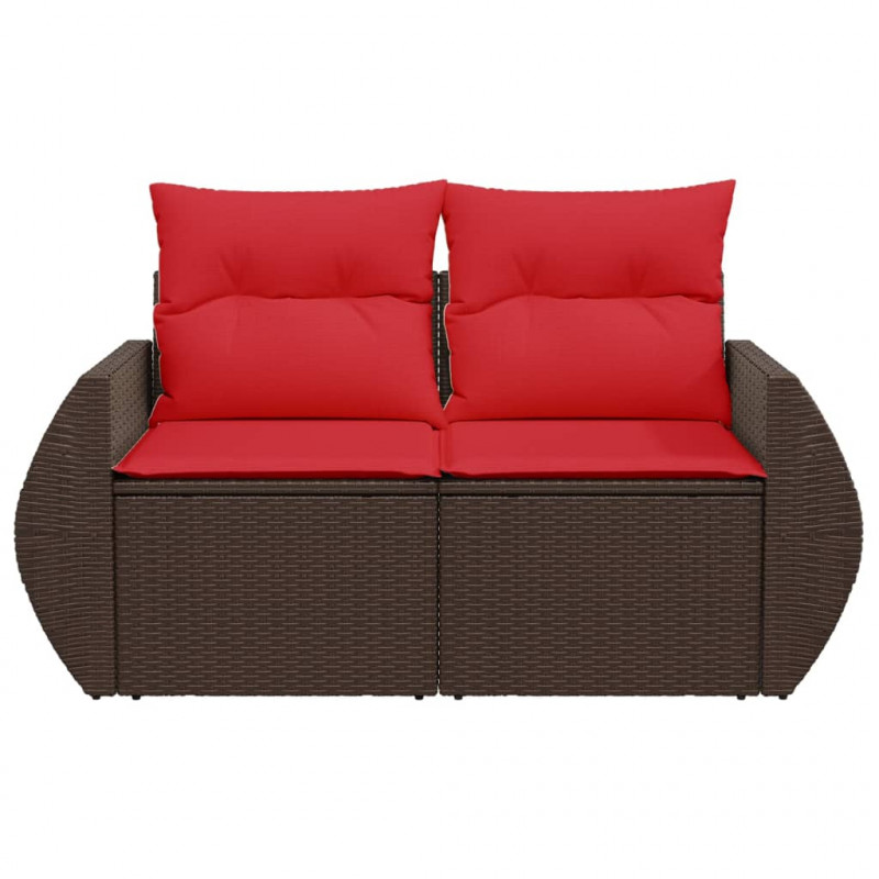 Sofa ogrodowa z poduszkami 2-osobowa brązowa polirattanowa