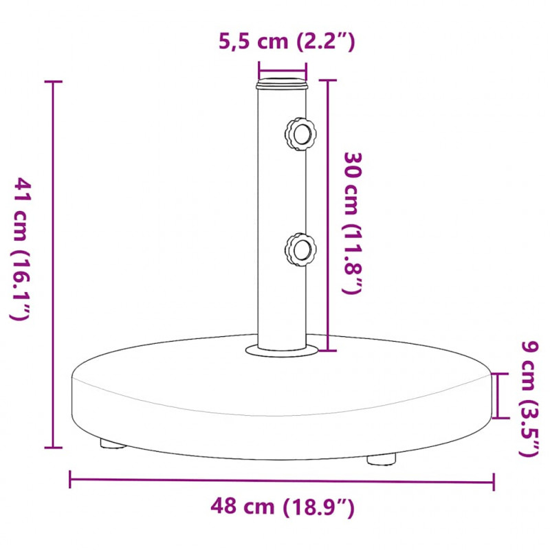 Podstawa do parasola, do słupków Ø32/38/48 mm, 25 kg, okrągła