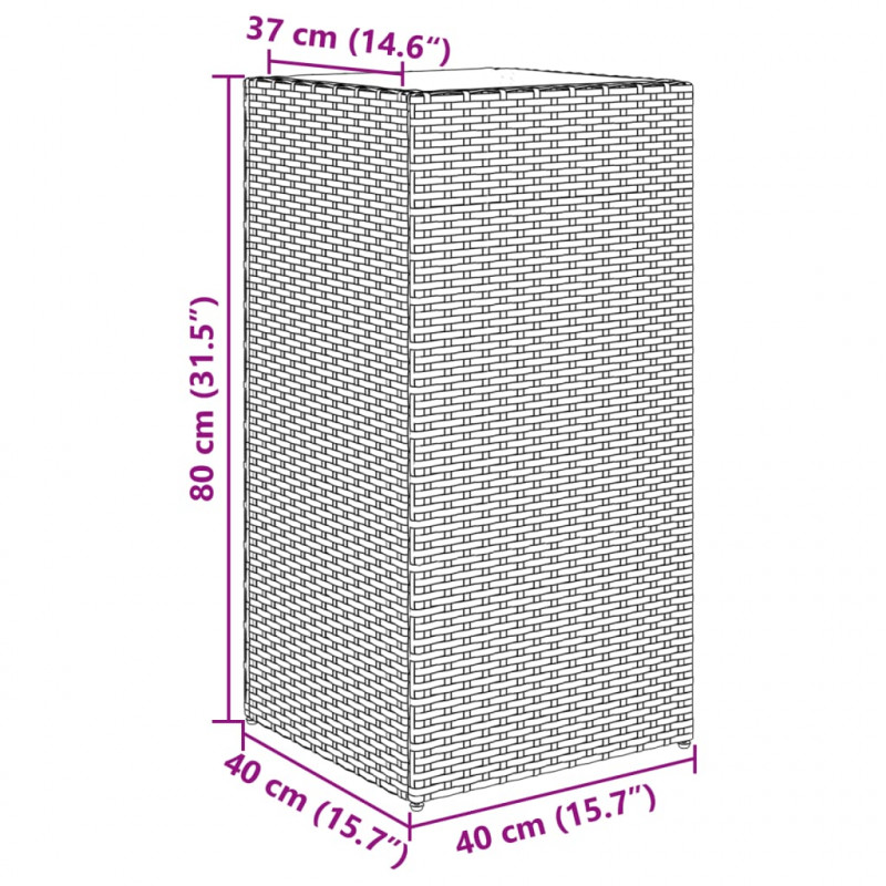 Donica ogrodowa, czarna, 40x40x80 cm, rattan PE