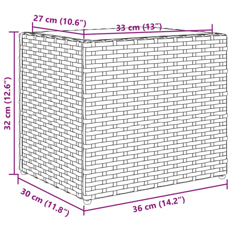 Donica ogrodowa, brązowa, 36x30x32 cm, rattan PE