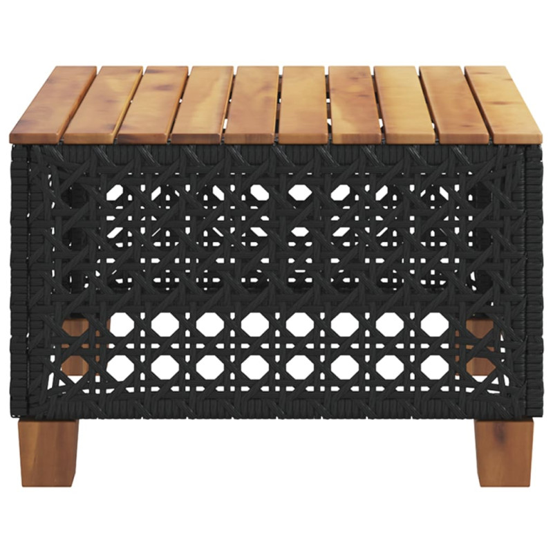 Stolik ogrodowy, czarny, 55x55x36 cm, polirattan i akacja