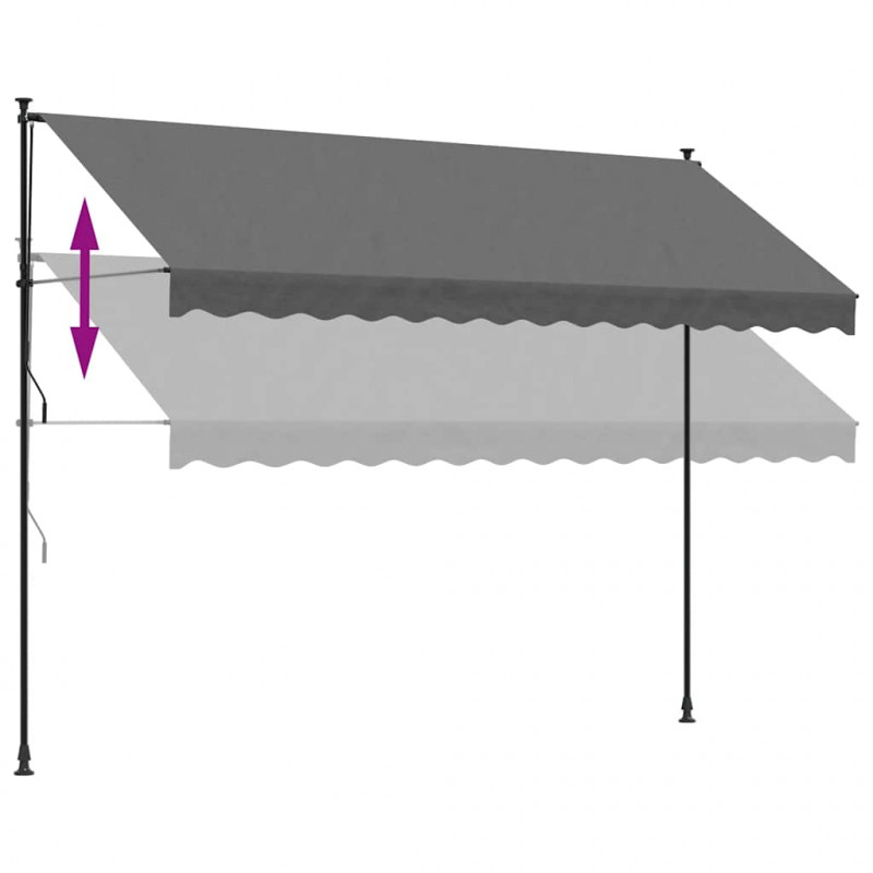 Markiza zwijana, antracytowa, 350x150 cm, tkanina i stal