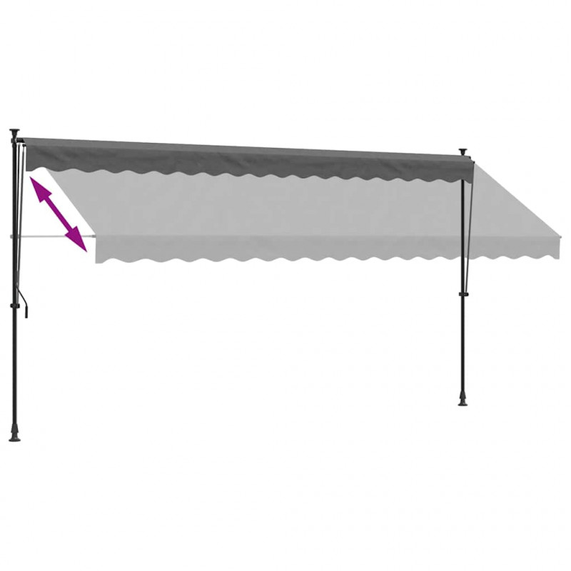 Markiza zwijana, antracytowa, 400x150 cm, tkanina i stal
