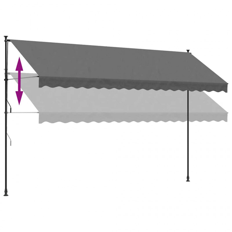 Markiza zwijana, antracytowa, 400x150 cm, tkanina i stal