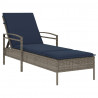 Leżak z poduszką Szary 63x200x81 cm Polirattan (tylko USA)