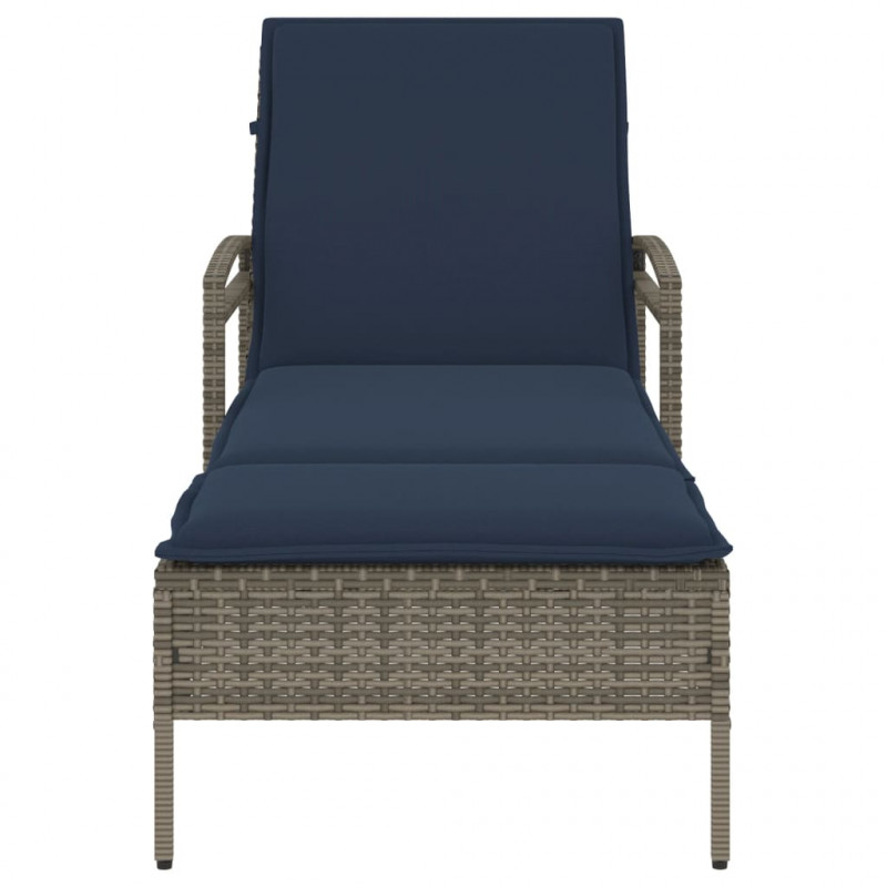 Leżak z poduszką Szary 63x200x81 cm Polirattan (tylko USA)