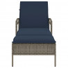 Leżak z poduszką Szary 63x200x81 cm Polirattan (tylko USA)