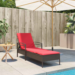 Leżak z poduszką Brązowy 63x200x81 cm Polirattan (tylko USA)