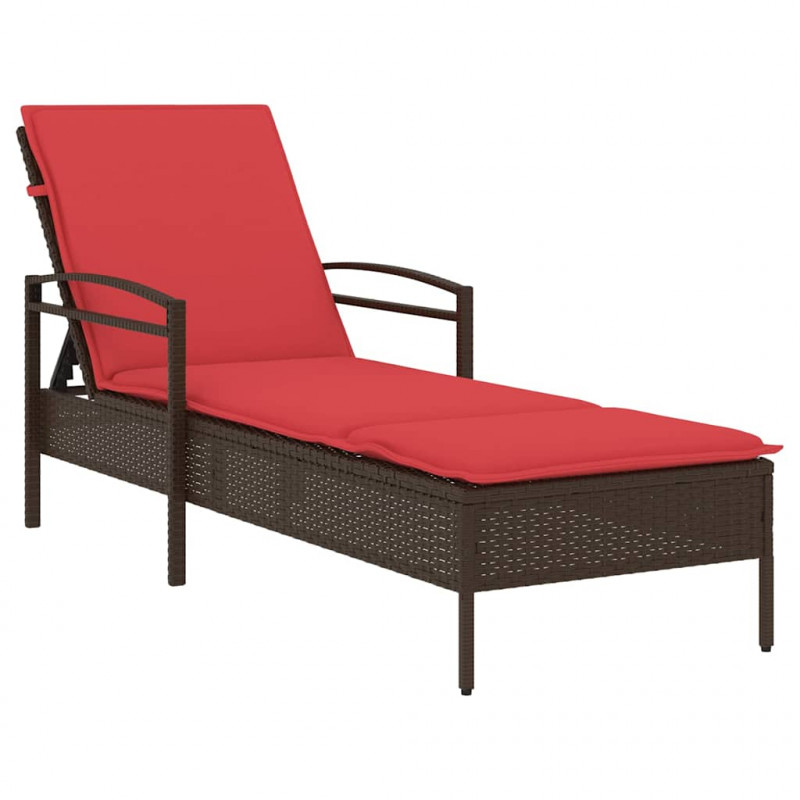 Leżak z poduszką Brązowy 63x200x81 cm Polirattan (tylko USA)