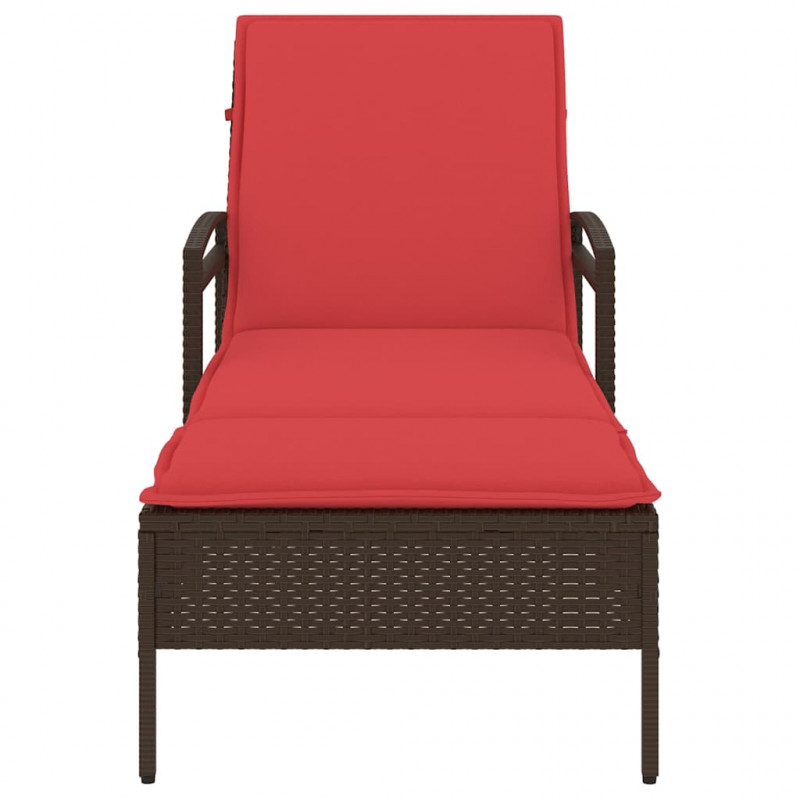 Leżak z poduszką Brązowy 63x200x81 cm Polirattan (tylko USA)