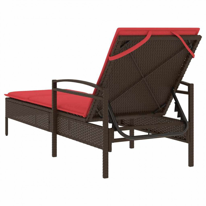 Leżak z poduszką Brązowy 63x200x81 cm Polirattan (tylko USA)