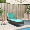 Leżak z poduszką czarny 63x200x81 cm polirattan (tylko w USA)