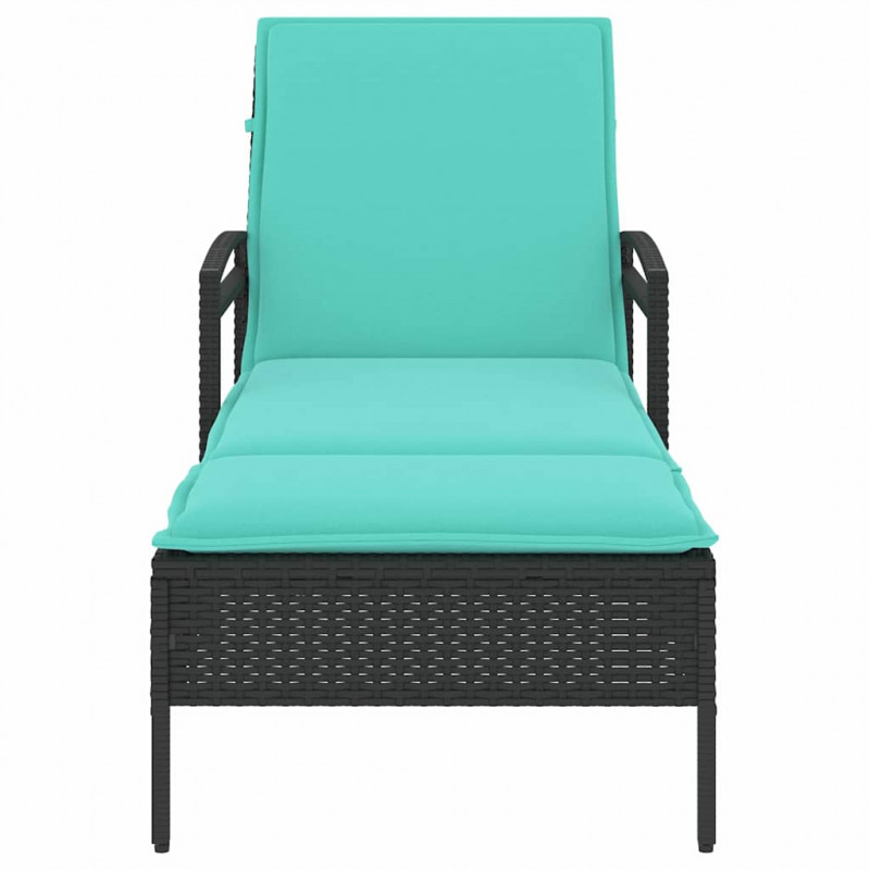 Leżak z poduszką czarny 63x200x81 cm polirattan (tylko w USA)