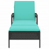 Leżak z poduszką czarny 63x200x81 cm polirattan (tylko w USA)