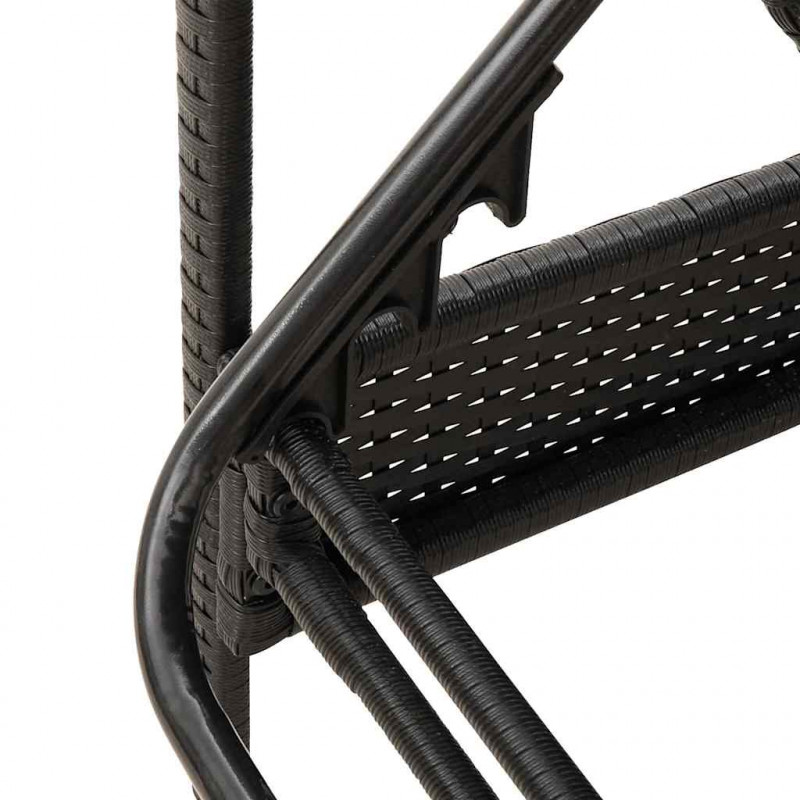 Leżak z poduszką czarny 63x200x81 cm polirattan (tylko w USA)