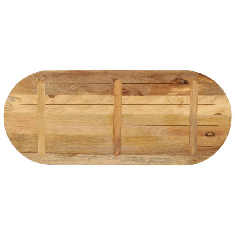 Blat stołu, 120x60x3,8 cm, owalny, lite surowe drewno mango