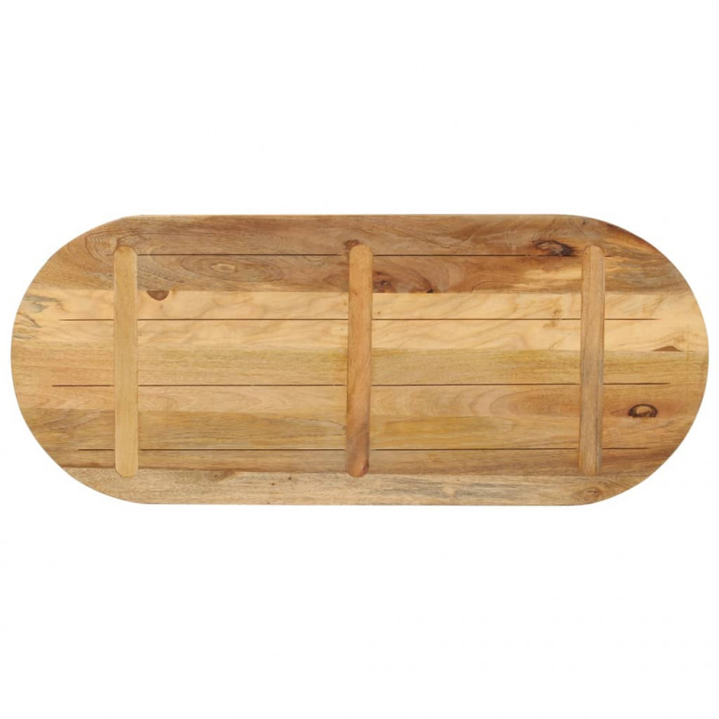 Blat stołu, 140x60x3,8 cm, owalny, lite surowe drewno mango