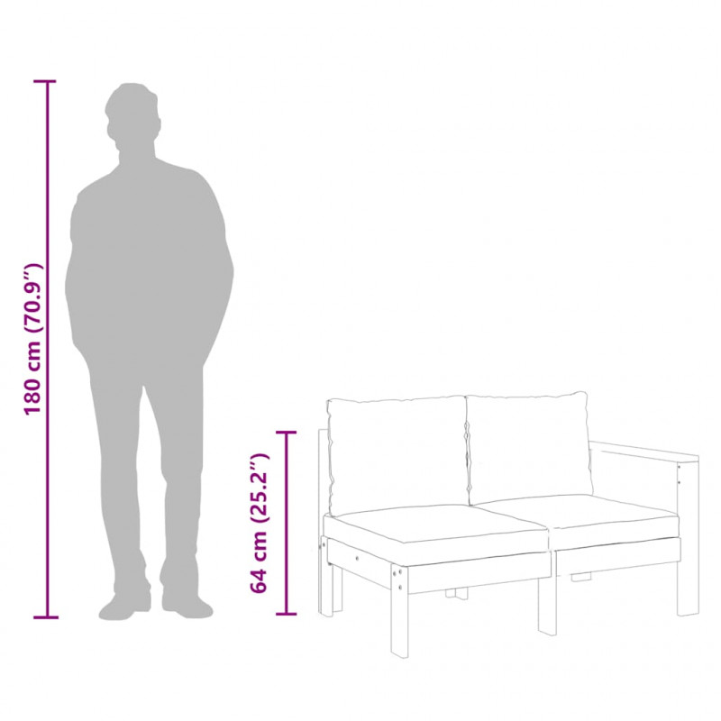 Sofa ogrodowa z podłokietnikiem, 2-osobowa, drewno akacjowe