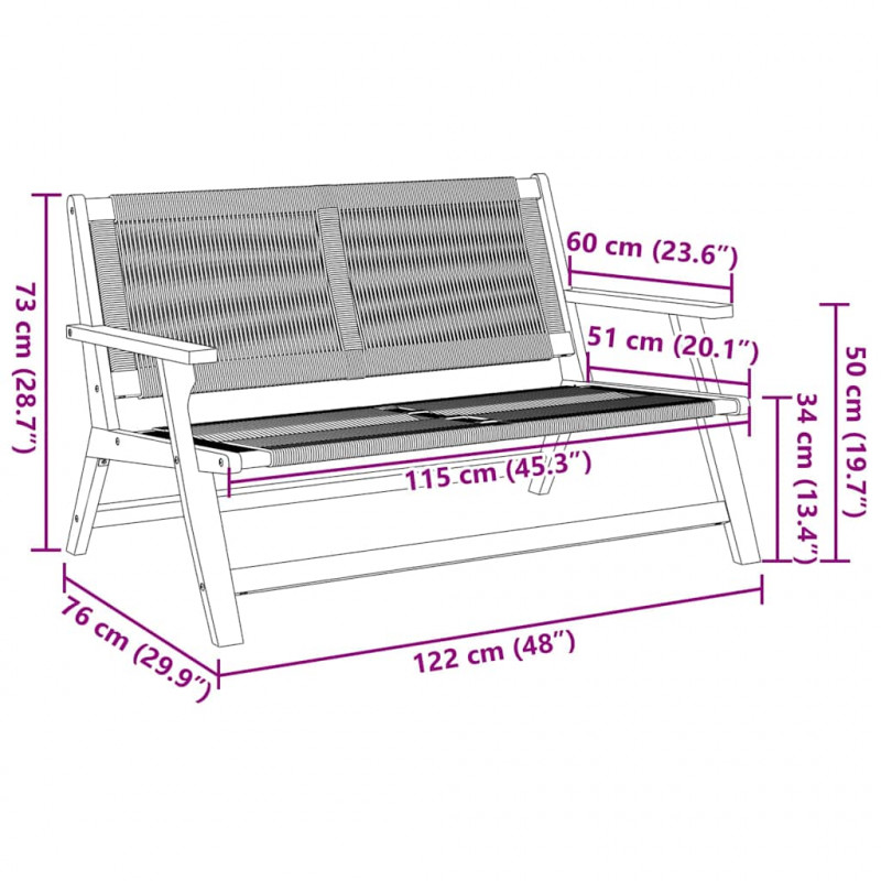 Meble ogrodowe Szary 122 x 78 x 73 cm Lite Drewno Akacji
