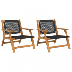 Meble ogrodowe 2 pcs Czarny 67 x 78 x 73 cm Lite Drewno Akacji