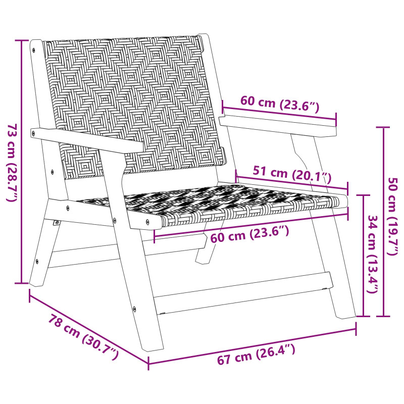 Meble ogrodowe 2 pcs Czarny i Biały 67 x 78 x 73 cm