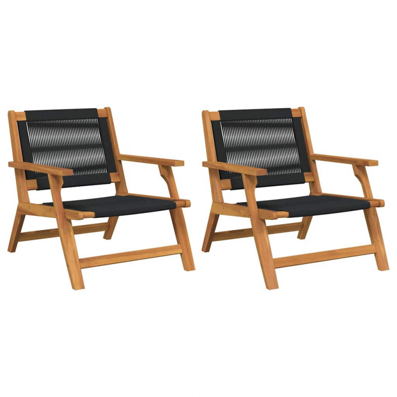Meble ogrodowe 2 pcs Czarny 67 x 76 x 73 cm Lite Drewno Akacji
