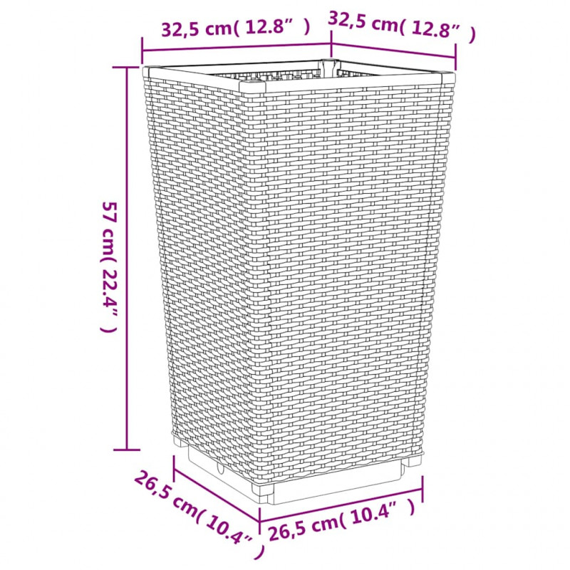 Donice ogrodowe, 2 szt., szare, 32,5x32,5x57, PP