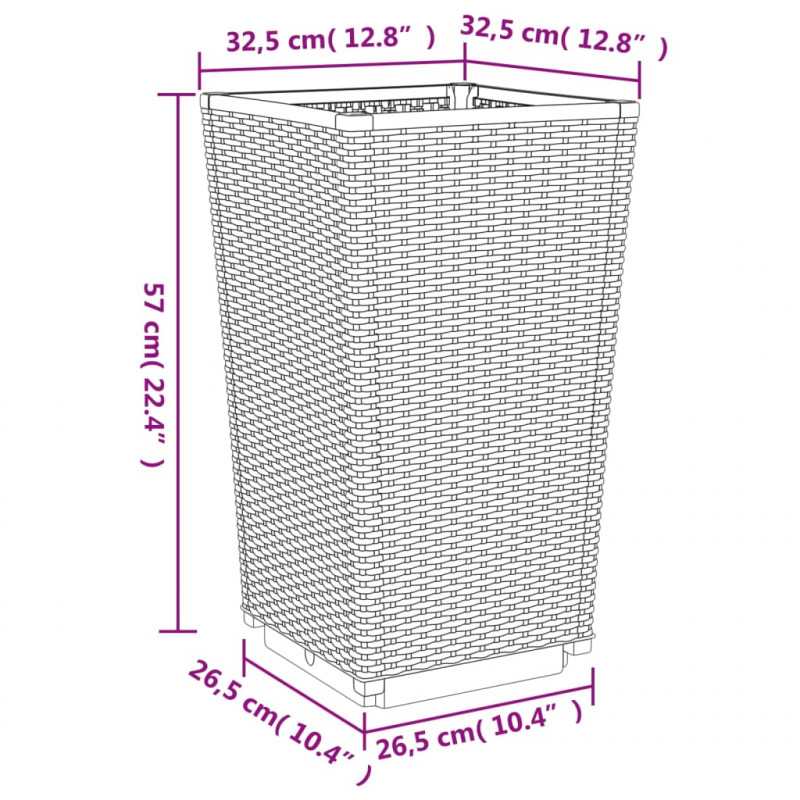 Donice ogrodowe, 2 szt., białe, 32,5x32,5x57, PP