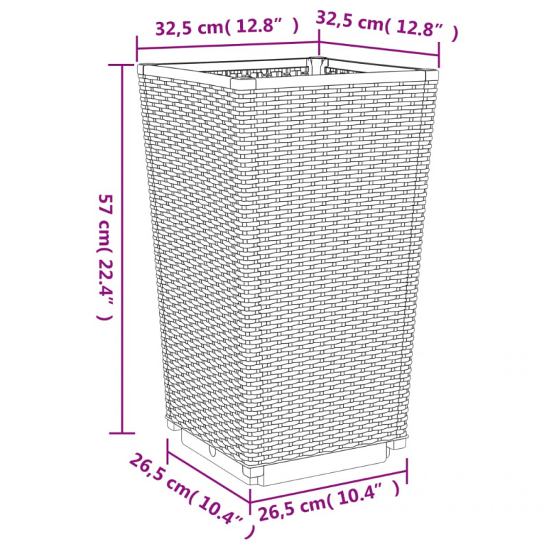 Donice ogrodowe, 4 szt., jasnoszare, 32,5x32,5x57, PP