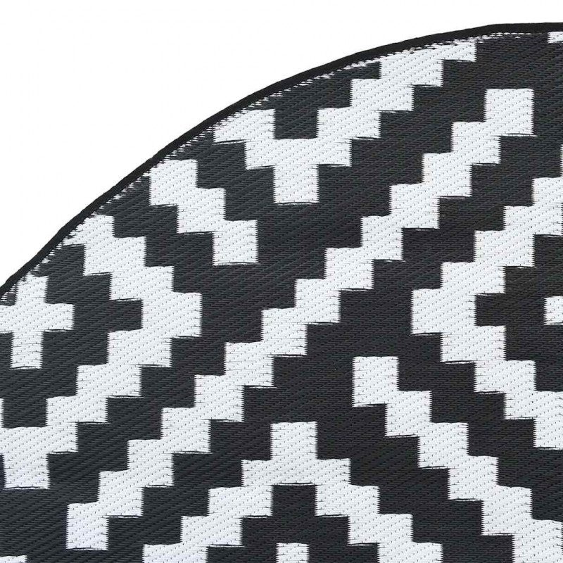 Dywan na zewnątrz, ARAKIL biało-czarny, Ø120 cm, PP