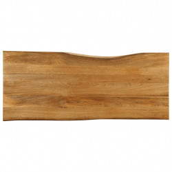 Blat stołu, 140x60x2,5 cm, naturalna krawędź, lite drewno mango