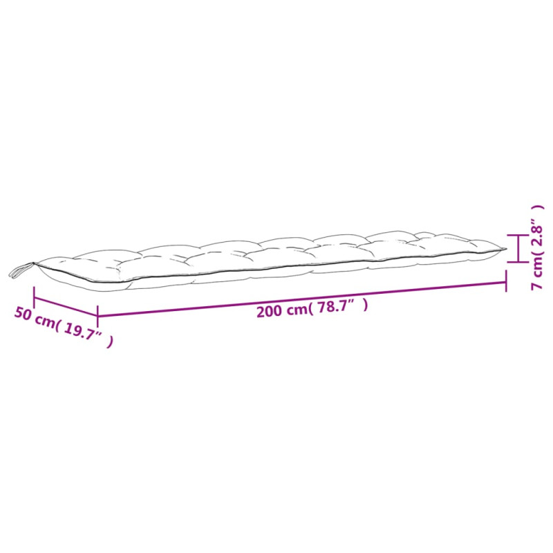 Poduszka na ławkę ogrodową, antracytowa, 200x50x7 cm, tkanina