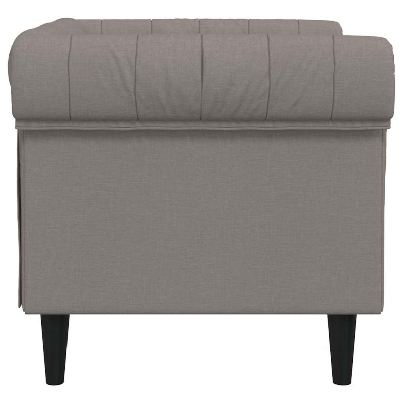Fotel Chesterfield, kolor taupe, obity tkaniną