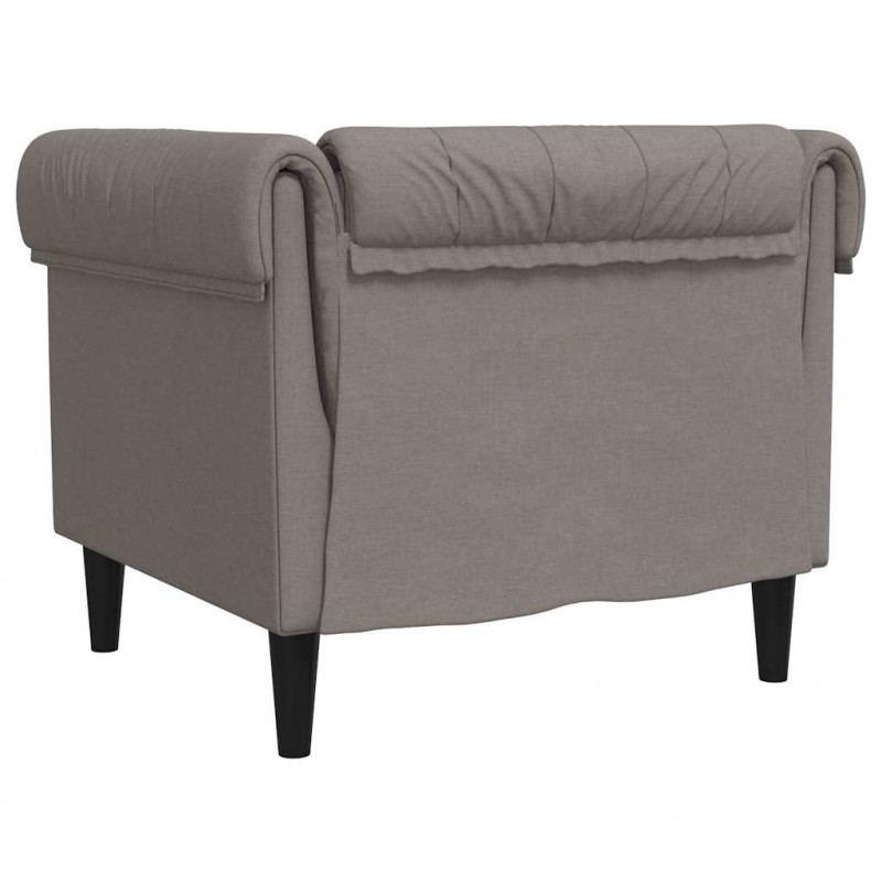 Fotel Chesterfield, kolor taupe, obity tkaniną