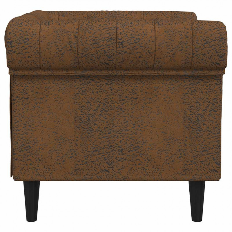 Fotel Chesterfield, brązowy, obity tkaniną