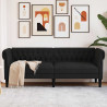 Sofa Chesterfield, trzyosobowa, czarna, obita tkaniną