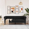 Sofa Chesterfield, trzyosobowa, czarna, obita tkaniną