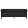 Sofa Chesterfield, trzyosobowa, czarna, obita tkaniną